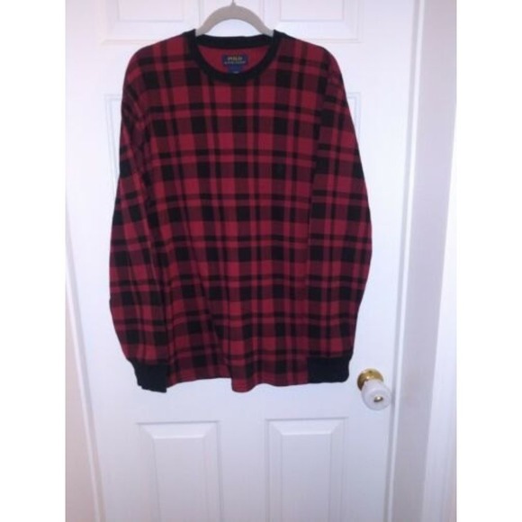 Men's Ralph Lauren Polo RED Plaid Longsleeve Thermal Shirt Sz. L - Picture 4 of 10